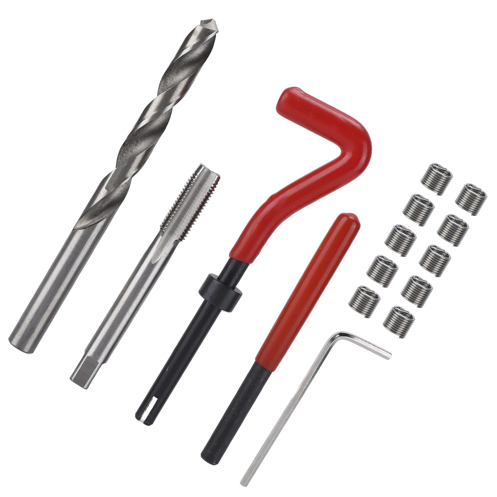 

15 Pcs Thread Repair Tool Kit M10x1.25mm Metal Threaded Inserts Installation Tool for Auto Repairing