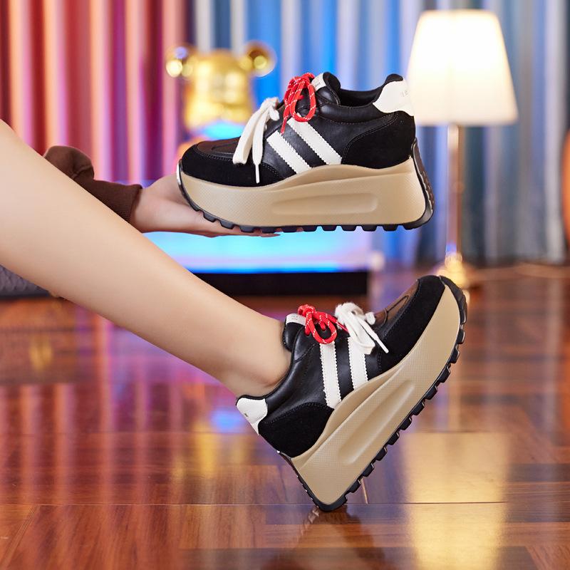 8629 Inner Height Increase Platform Sports Casual Shoes Women's 2025 Autumn New Breathable Dad Shoes Muffin Forrest Gump Shoes