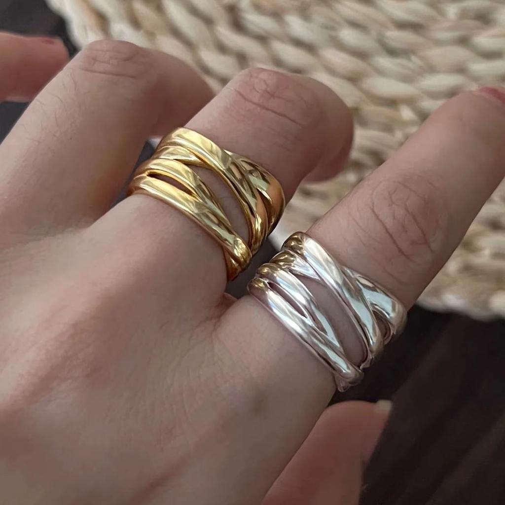 Punk Gold  Color Rings For Women Men Couple Minimalist Handmade Simple Interware Ring Party Jewelry Gifts