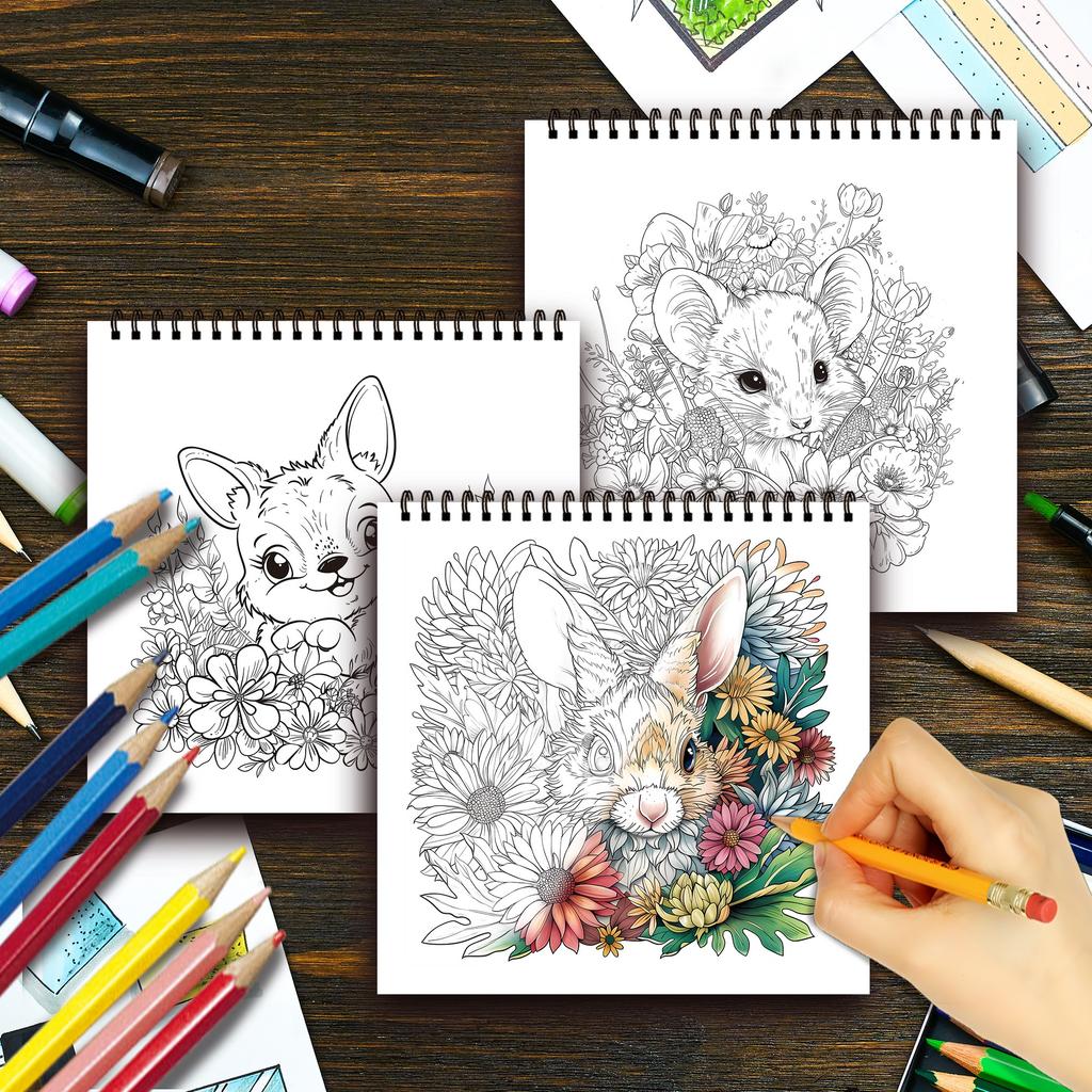 Stress Reduction Colouring Book 30 Sheets, 8.3x 8.3 Inch 100gsm Thick Paper, Spiral Bound, Halloween and Many Other Holiday Gift