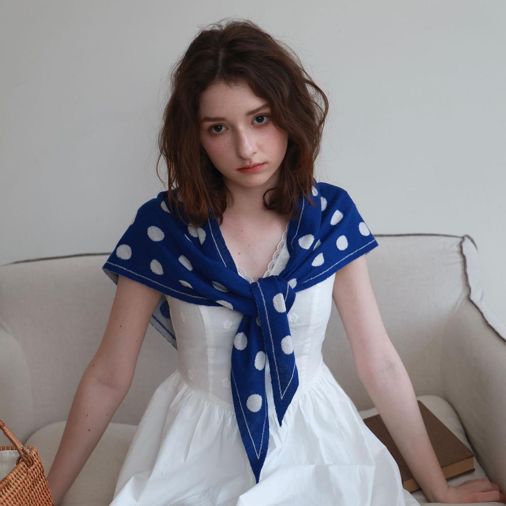 Cashmere polka dot series triangle scarf knitted shawl autumn and winter warm versatile atmosphere neck scarf scarf