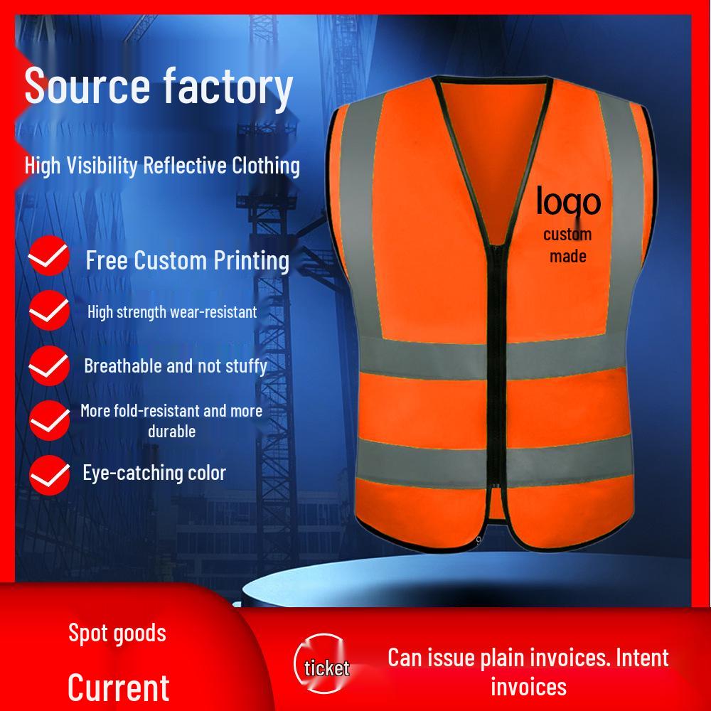 JD Fluorescent Reflective Safety Vest for Construction and Traffic, Customizable Text Option
