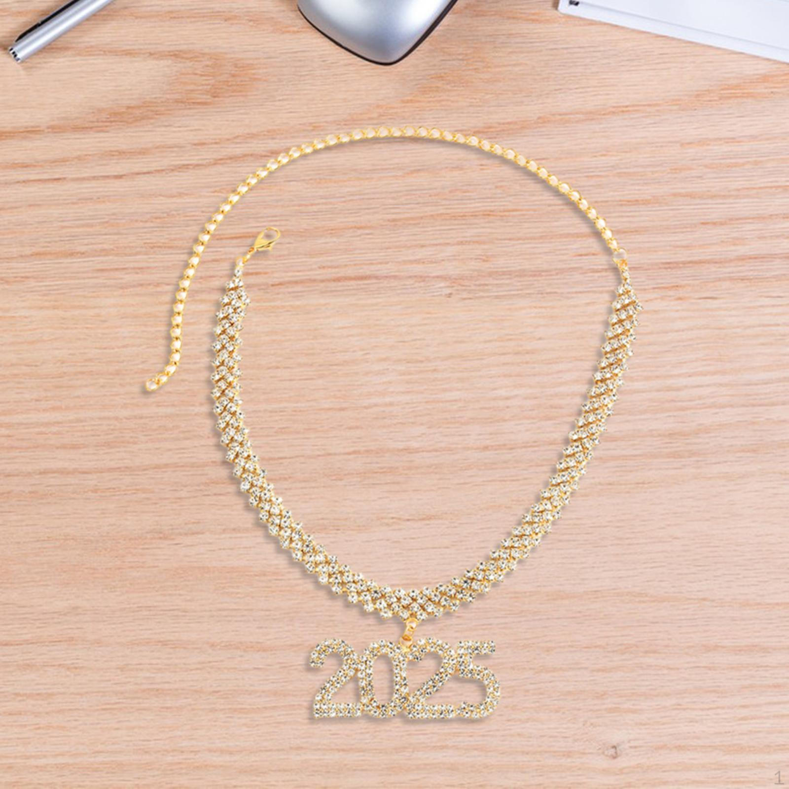 Подвеска Стразы Ожерелье, Цепочка Звено Женское Ожерелье Декор для Вечеринки Дня Рождения Свадьбы золотистый