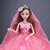 Princess Elegant Drag Tail Wedding Dress +Veil + Bow Hair Clip for 30cm Doll Clothes Kid DIY Toy Girls Gift Accessories
