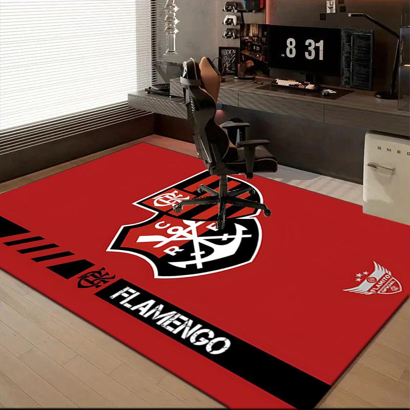 Fla-mengo Club Crest Printed Office Carpet Chair Cushion Entryway Rug, Rugs for Living Room, Bedroom Christmas gifts