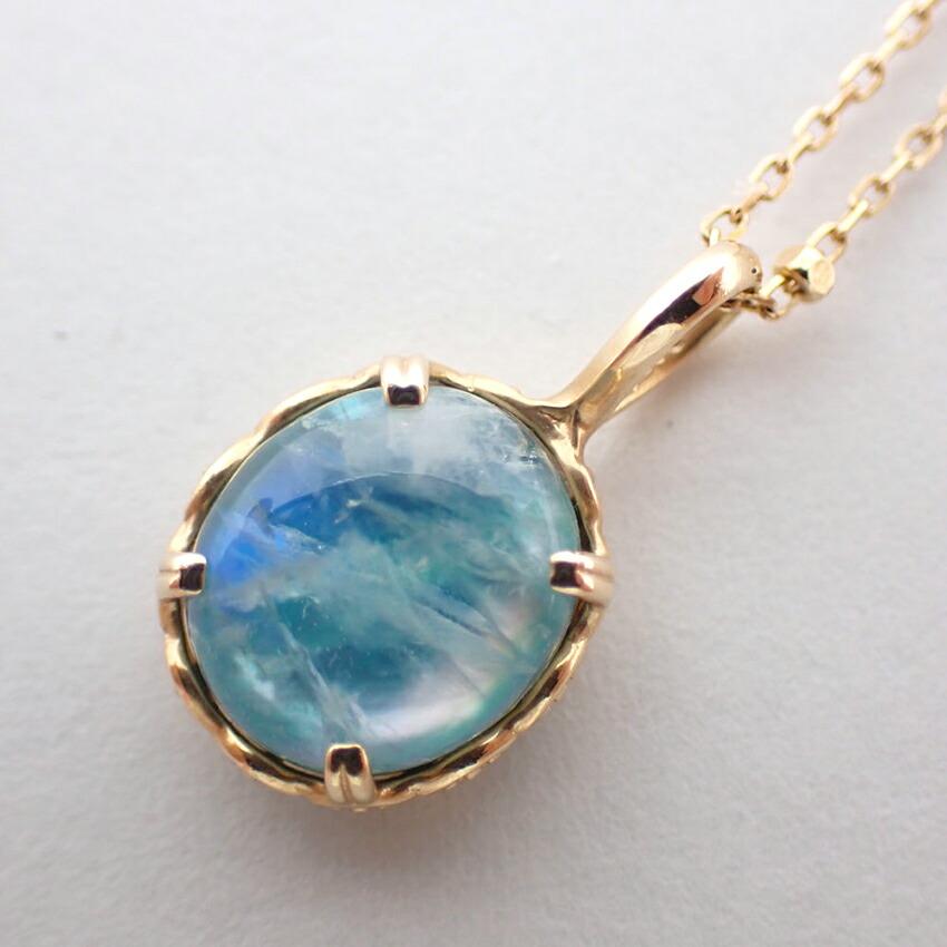 [Pre-owned] agete/Agate K10 Labradorite, Malachite, and Gel (Triple) Pendant/Necklace/j55-41