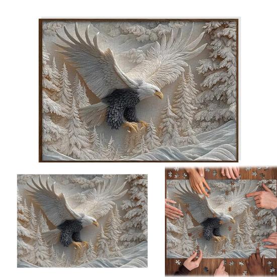 1000Pcs/Set Carved Eagle Jigsaw Puzzle Focus Logic Training Bald Eagle Puzzle Game Educational Difficult Eagle Art Puzzle Toy Home Decoration