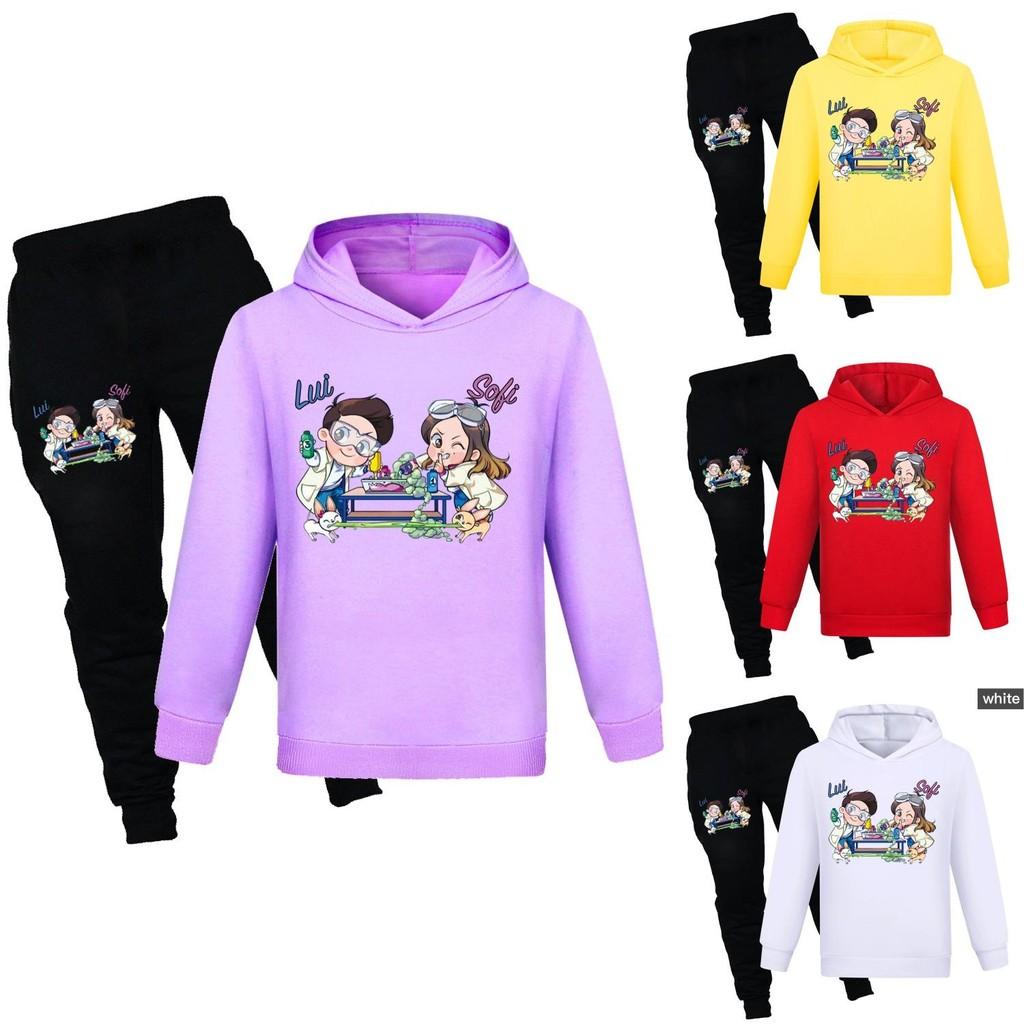 Kids Cotton Cartoon Hoodie And Jogging Pants Set For Winter And Spring Play