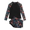 New European and American Swimwear Long-sleeved Printed Splicing Double-layer Boxers Women's Split Tankini Swimsuit