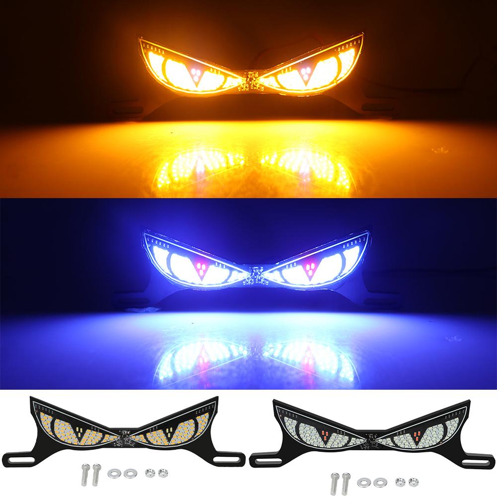 12V Motorcycle License Plate Tail Light Modified Decorative Atmosphere Lamp LED Devil Eye Strobe Single Lights Universal