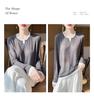 Women's Faux Two-Piece Color Block Knit Top with Round Neck and Long Sleeves - Spring Collection
