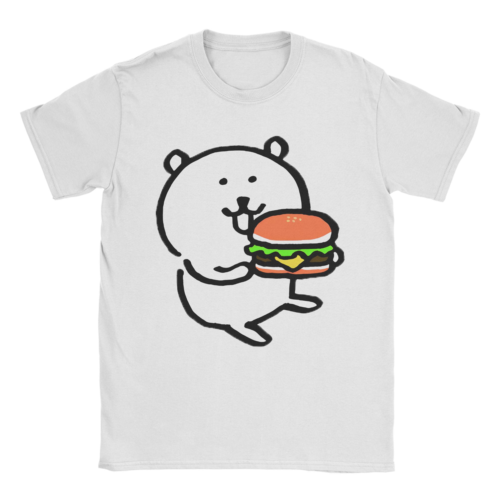 

Joke Bear Holding Burger T Shirt Hipster T Shirts Short Sleeve Vintage Tops Summer 100 Cotton O Neck 4XL 5XL 6XL Clothes S