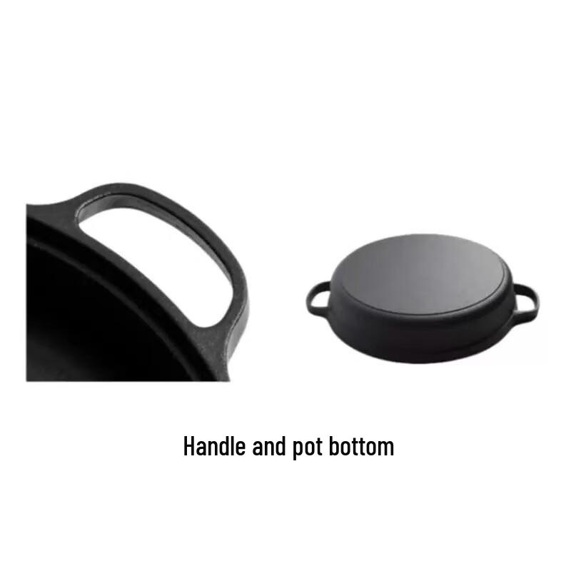 Wutuo Cast Iron Double-Handle Frying Pan with Glass Lid
