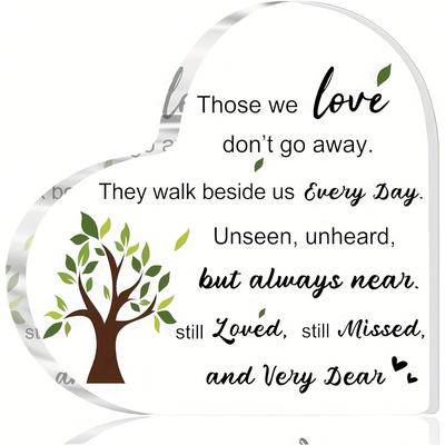 [2D Flat] Gifts To Express Sympathy for The Loss of a Loved One, Ideas for Bereavement Gifts - Heart-Shaped Acrylic Memorial Items, Condolence Gifts F