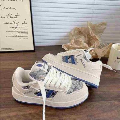 Board Schuhe Damen Sneaker Plateau Retro Denim Brotschuhe Tide