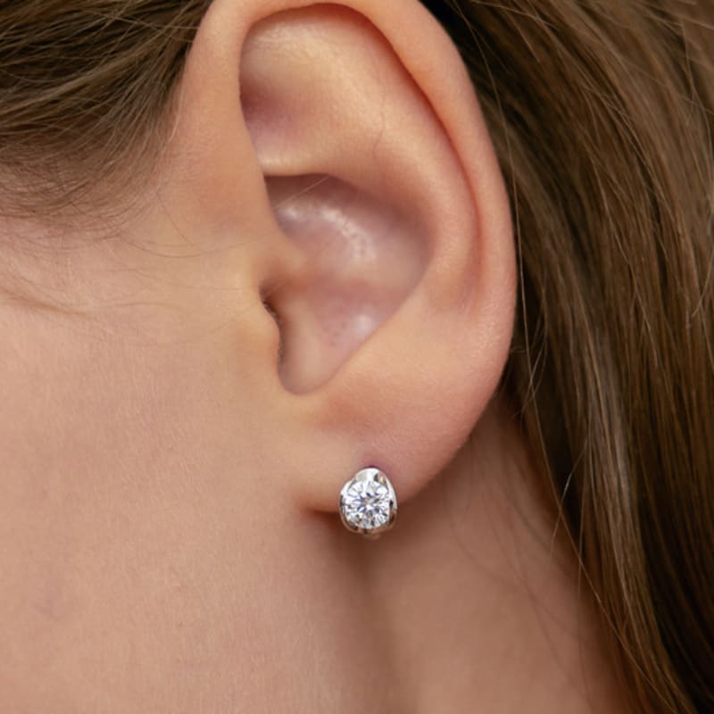 TATIANA (925 Silver) Circle Crystal Hoop Earrings EC3268