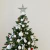 Silver Hollow-Out Glitter Christmas Tree Top Star Hanging Ornament Plastic Glittering Star Christmas Tree Toppers Decoration  