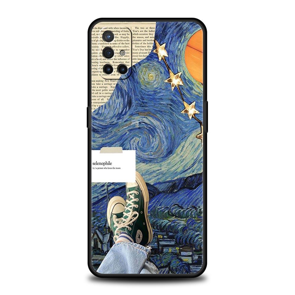 Funda de teléfono con cielo estrellado estilo Van Gogh para OnePlus 12 11 10 9 8 7 7T Pro 12R 10R 9RT 9R 8T Nord N100 N200 N10 2T CE 2 5G Cubierta Negra