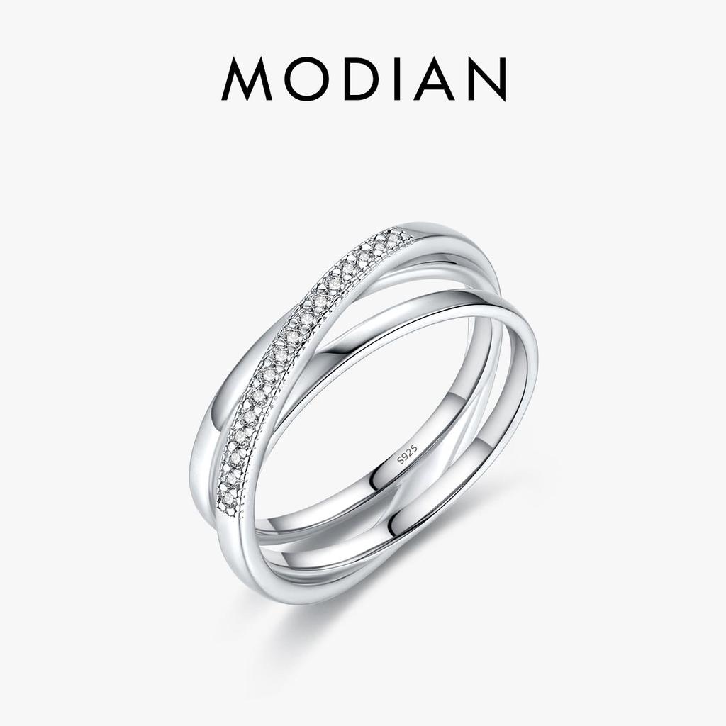 MODIAN 925 Sterling Silber Einfache Geometrische Kreuz Linie Finger Ring Für Frauen Mode Original Design Geburtstag Geschenk Edlen Schmuck