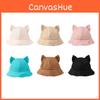 Lovely Cat Ears Fisherman Hat Women's Spring Summer Versatile Cute Girl Ins Sunscreen Pure Color Round Top Basin Hat Trendy