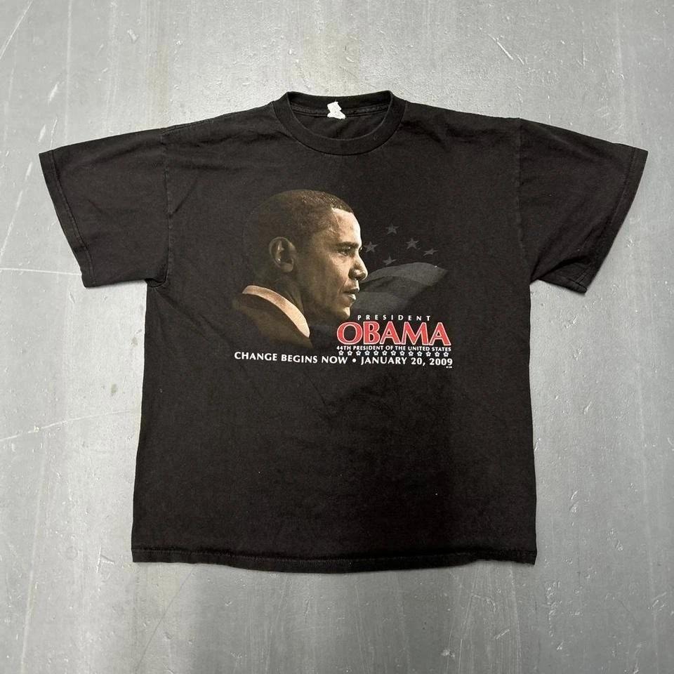 

Y2K Barack Obama inauguration graphic tee shirt tshirt Size L S
