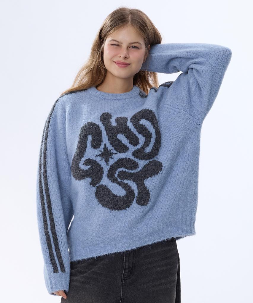 GHOST REPUBLIC Mohair Graphic Raglan Track Boucle Knit 4 Colors Gkm-159