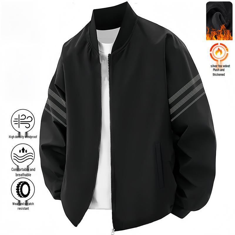 Men's Fleece-Lined Stand Collar Jacket, New Arrival 2025 Autumn/Winter, Casual Outdoor Running Sports Hoodie.
