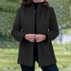 Manteau d'hiver en laine à manches longues pour femme, coupe décontractée, coupe ajustée, revers, fausse poche, cardigan à boutons