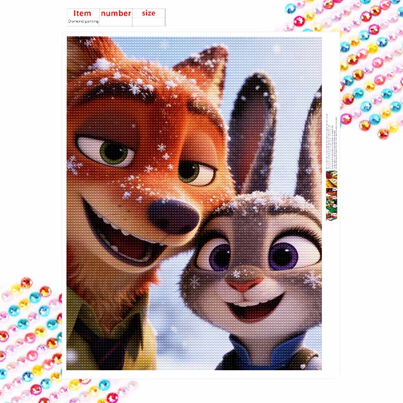 Disney DIY diamond painting 5d full diamond cross stitch diamond Judy Nick Zootopia living room bedroom decorative painting