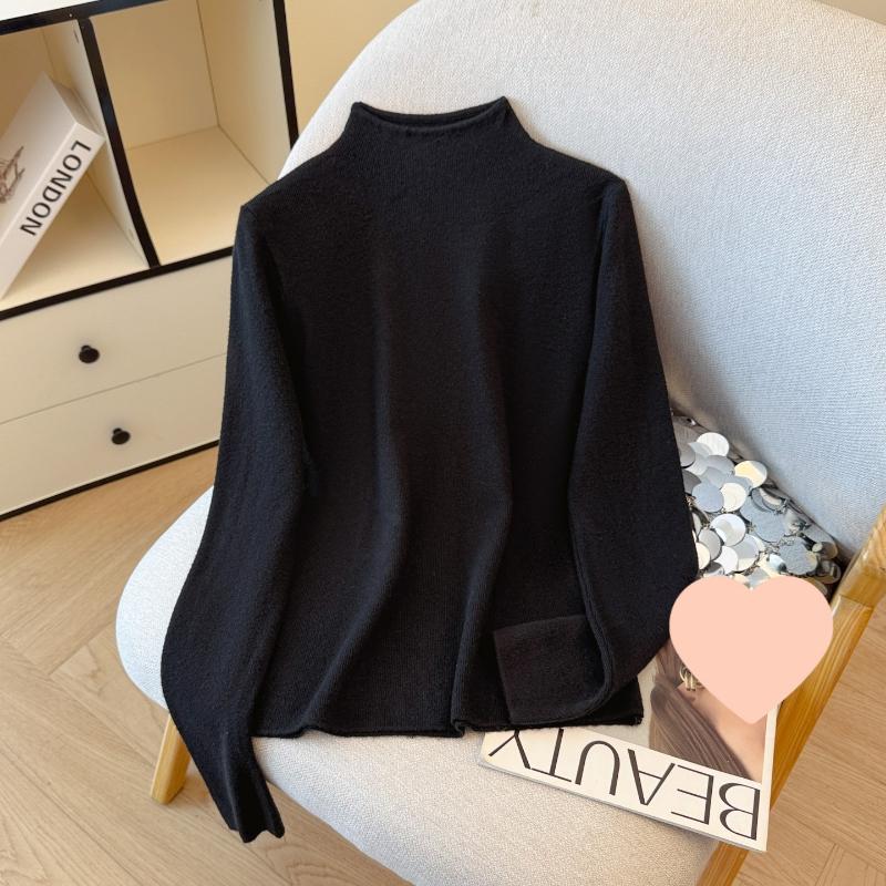 Stand Collar Knitted Long-sleeved Base Shirt Women in Spring Autumn and Winter New Pullover Sweater Tops Underwear Women