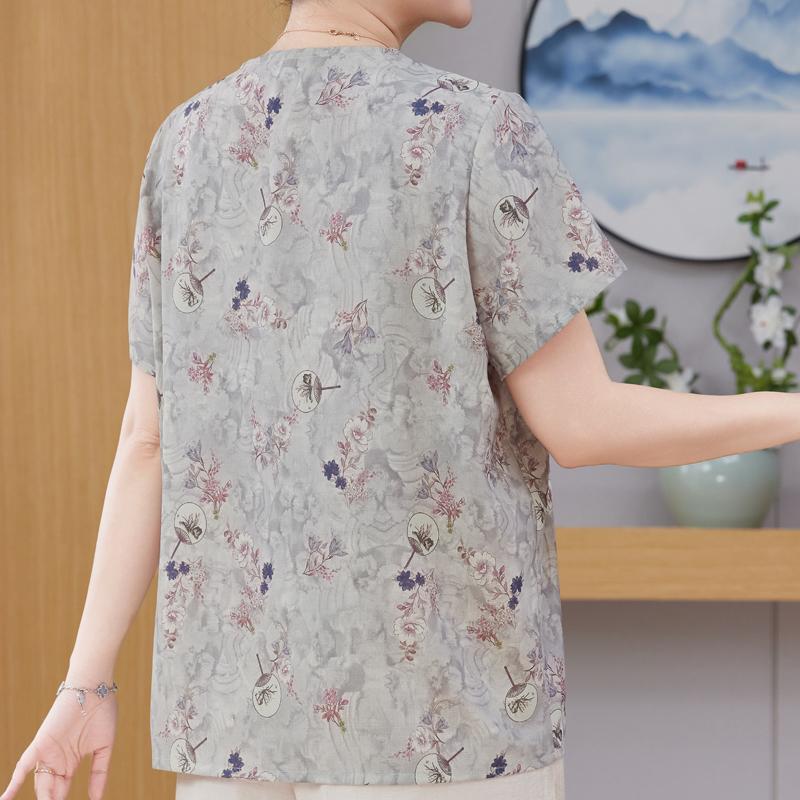 Plus Size 3XL-8XL Oversize Summer Casual Blouses for Women Tops Loose Short Sleeve Shirt Vintage Clothes