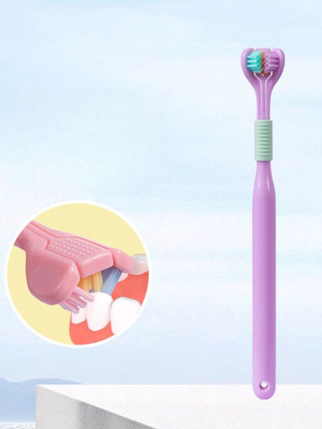 4pcs Household 3-Sided Toothbrush with Bristles Soft Comfortable Deep Cleaning Toothbrush for Adults Kids Boys Girls daily Gifts