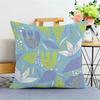 Purple Pattern Pillow Cover Plant Geometric Sofa Living Room Cushion Cover Bedside Square Pillowcase Removable and Washable