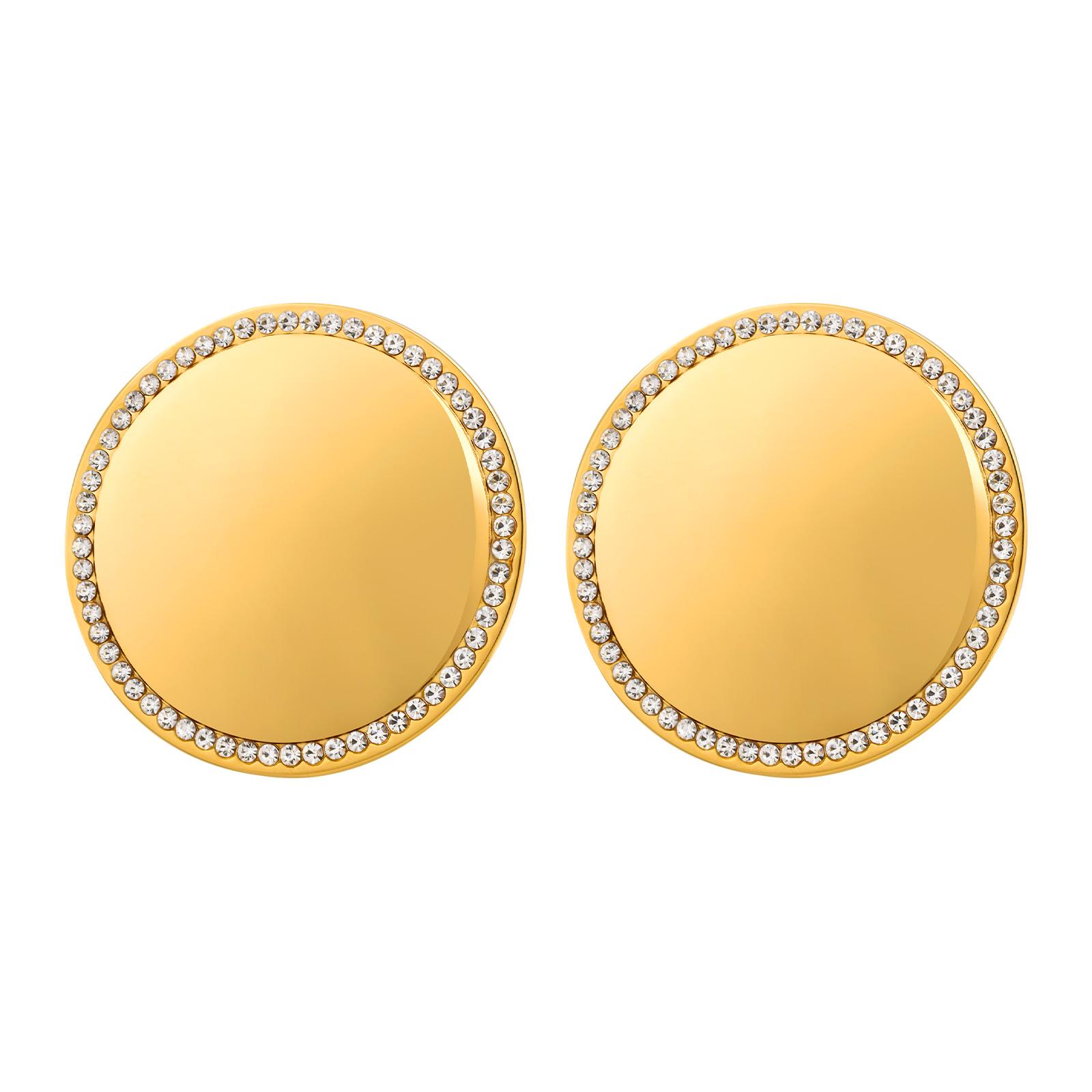 

Light Luxury Geometric Zircon Round Stud Earrings for Women, Stainless Steel Gold Color Earring, Trendy Waterproof Jewelry Gift