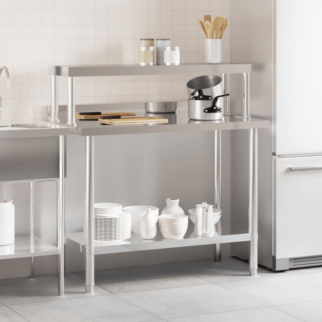 Vidaxl Kuchenny Stół Roboczy Z Półką, 110X55X120 Cm, Stal Nierdzewna