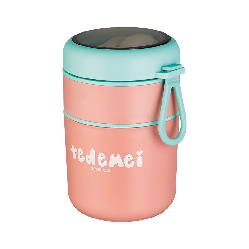 Stainless Steel Insulated Lunch BoxDouble-layer Portable Soup Cup, Small Rice Bucket Sealed Breakfast Cup Soup Bowl