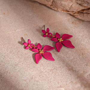 Silver needle dopamine flower pendant earrings fashion temperament sweet earrings exquisite versatile earrings niche high sense