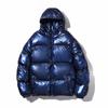 Herren Winter Jacke einfarbig glänzend Baumwolle mit reflektierenden Streifen, lockere Passform, Reißverschluss, Kapuze und dicke Polsterung