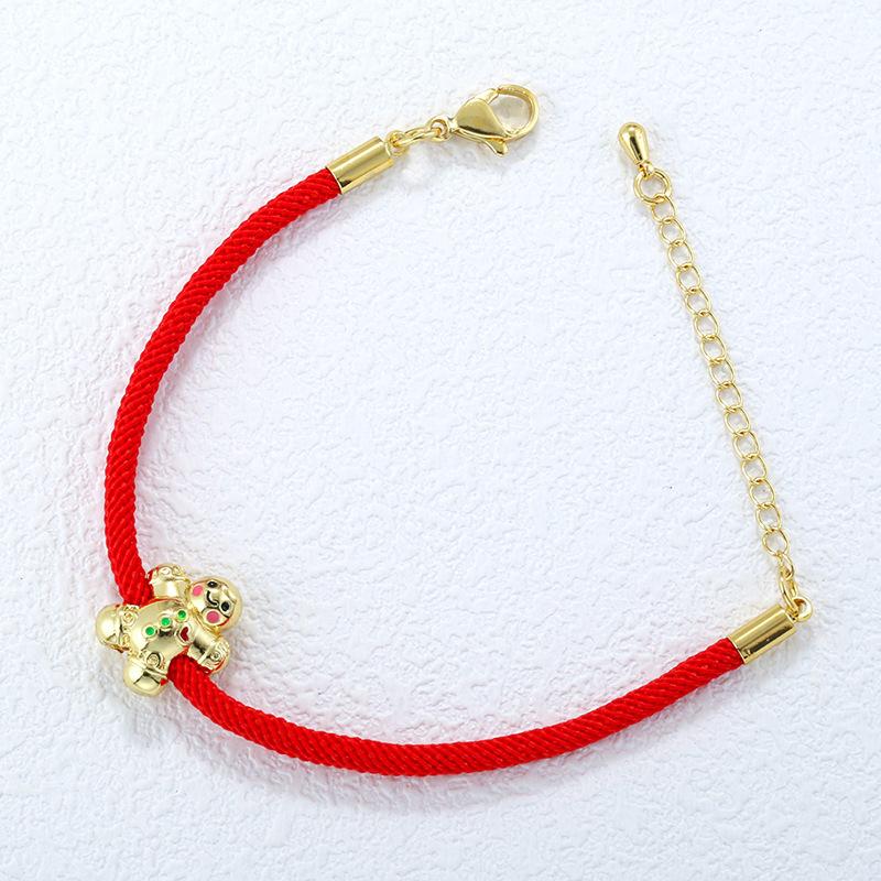 Sweet And Cute Colorful Woven Christmas Tree Snowman Bear Hand Rope Wind Christmas Bracelet Vl717