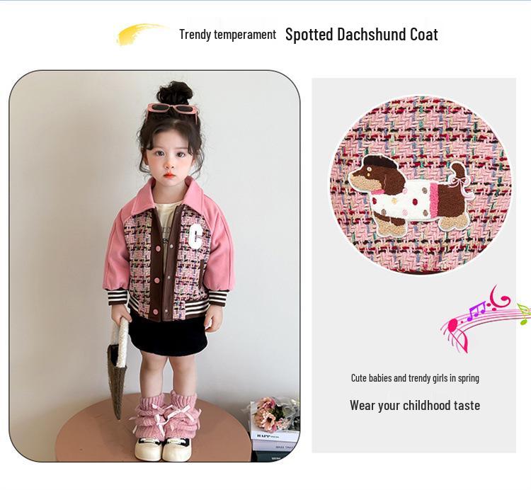 2025 Trendy Spring/Autumn Girls' Baseball Jacket - Stylish Fragrance Inspired Cool Outfit for Baby Girls