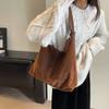 Retro Velvet Shoulder Bag for Women  Bucket Crossbody  Monochromatic  Large Capacity  Simple Fashion  Wide Strap  New