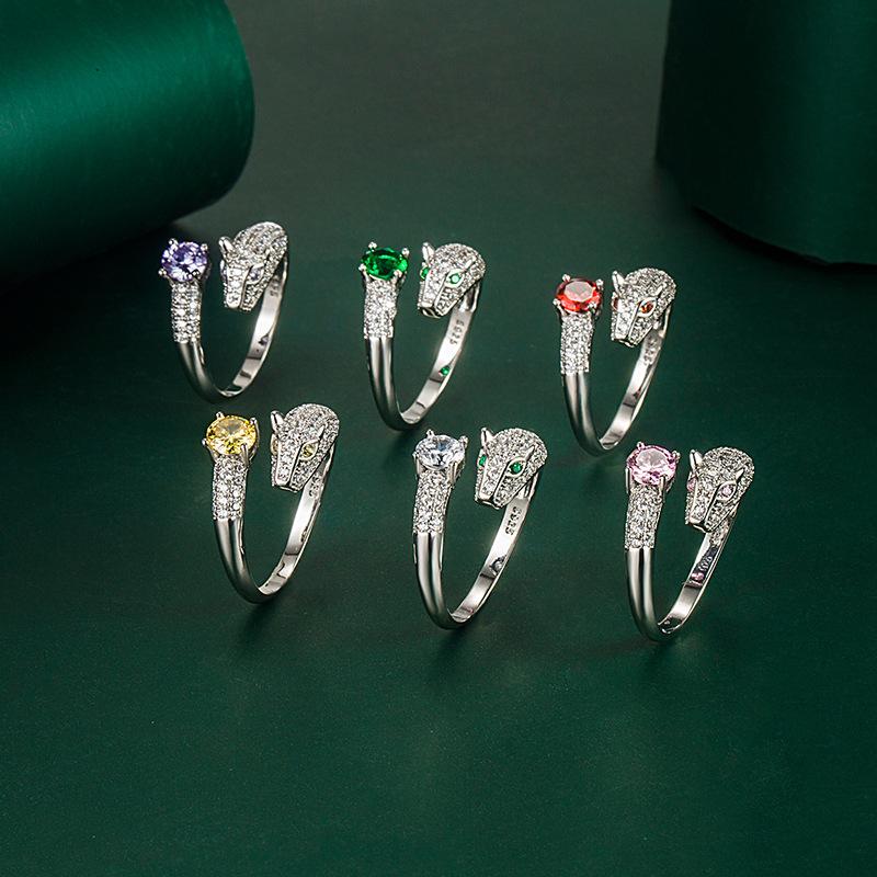 BELLA BOX Leopard Head Ring Opening Resizable Rings For Women Zircon Engagement Party Fine Jewelry Gift