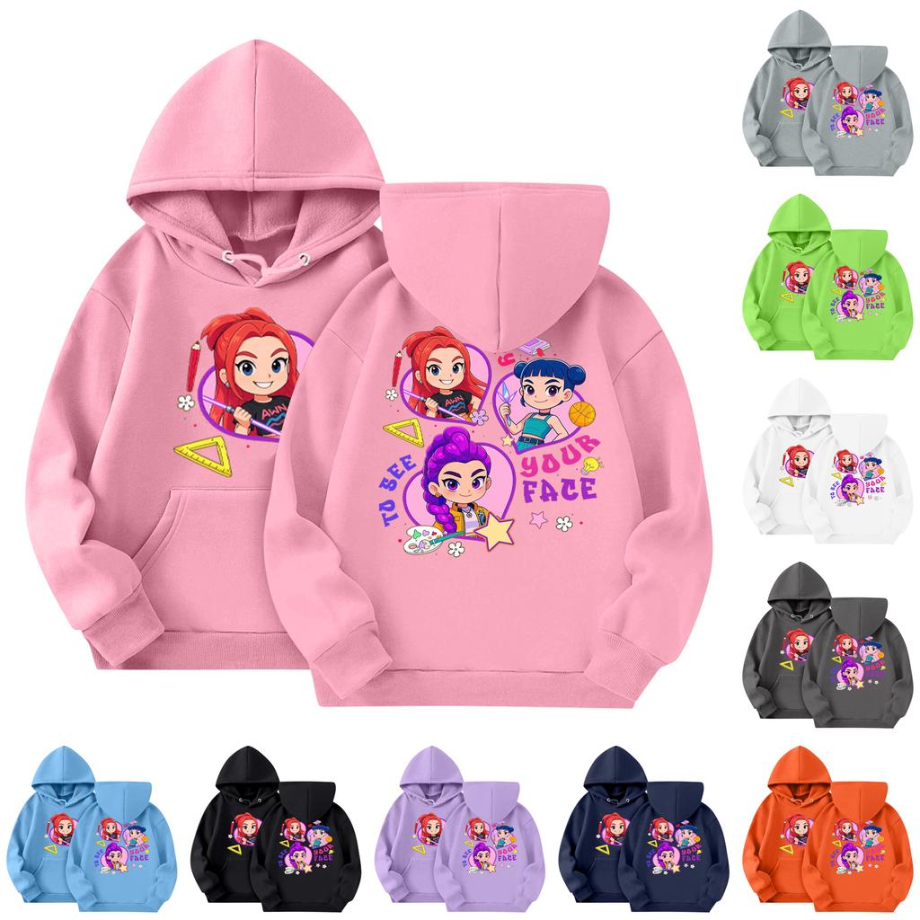 Child Fashion Lightweight Long Sleeve Pullover With Pockets  Print Hoodie