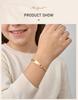 Pulseira de Flor para Bebê com Nome Personalizado, Barra de Identificação de Flor Banhada a Ouro 18K para Crianças, Impermeável e Livre de Manchas, Presente de Aniversário