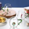 Unique Christmas Glass Mug Elegant 3D Christmas Glasswares Wreath Designs Cup for Holiday Celebration