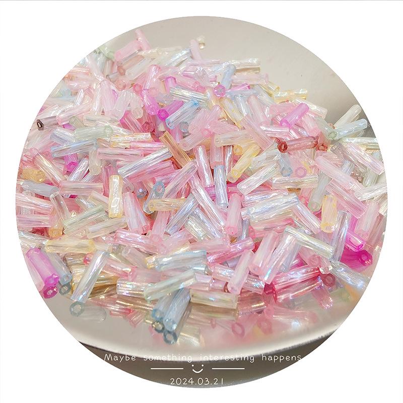 

High-Quality 2x6mm Spiral Glass Tube Beads for Handmade DIY Beading, Bracelets, and Clothing Accessories 6mm Spiral Tube - 10g/bag