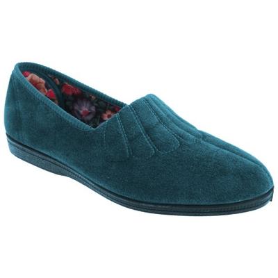 Womens/Ladies Fan Stitch Wide Fitting Slippers
