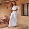 Off Shoulder Set2025 European and American Summer Women's Solid Popular Casual Loose Round Neck off-Shoulder Set