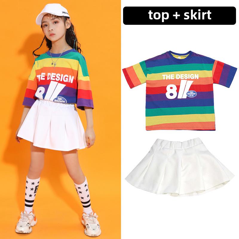 

Детская одежда для хип-хопа и джаза: Выступительные костюмы для девочек и мальчиков, детская форма для черлидинга. 140 cm