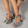 Plus Size 2026 Summer Women's Peep Toe Sandals Outdoor Med Heel Back Zip Sandals Fashion